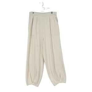 Knit Lantern Pants Sweater Cream Large Lagenlook Modern Lounge Stretch Cozycore